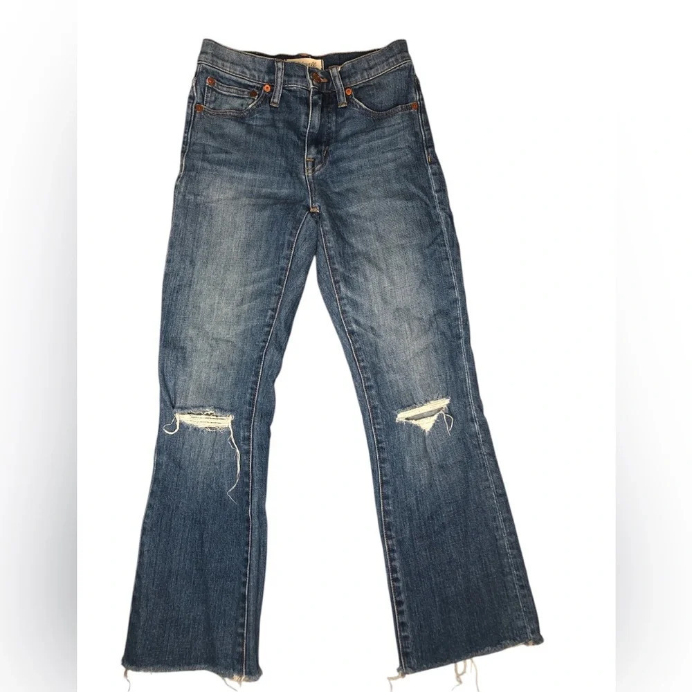 Madewell Women’s Destroyed 10” High Riser Demi Boot Raw Hem Jeans | Size 23